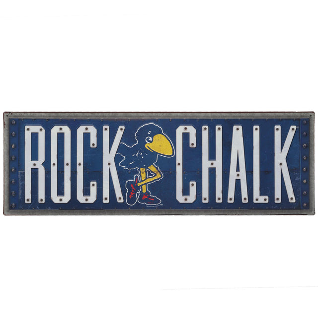 University of Kansas Rock Chalk Embossed Metal Sign