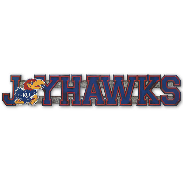 University of Kansas Jayhawks Word Embossed Metal Sign