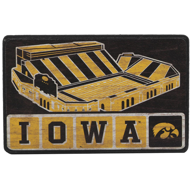 University of Iowa Kinnick Stadium Vintage Wood Magnet