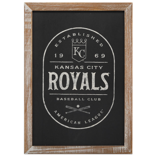 Decoración de pared enmarcada de madera del club de béisbol Kansas City Royals