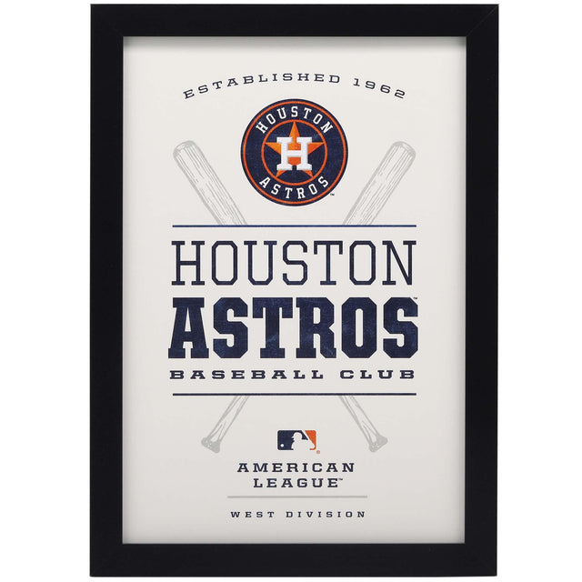 Decoración de pared enmarcada de madera con el equipo de béisbol de los Houston Astros