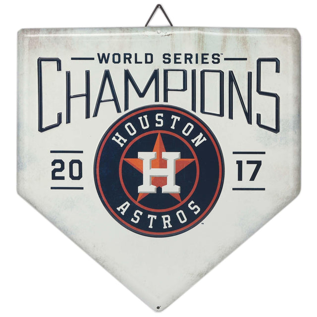 Decoración de pared de metal con el plato de home de los Houston Astros