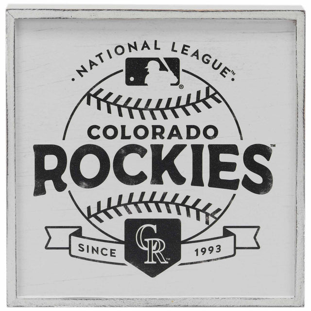 Decoración de pared en blanco y negro con bloques de los Colorado Rockies