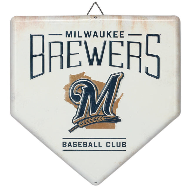 Decoración de pared de metal con el plato de home de los Milwaukee Brewers