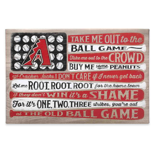 Arizona Diamondbacks Take Me Out To the Ballgame Flag Canvas Wall Decor