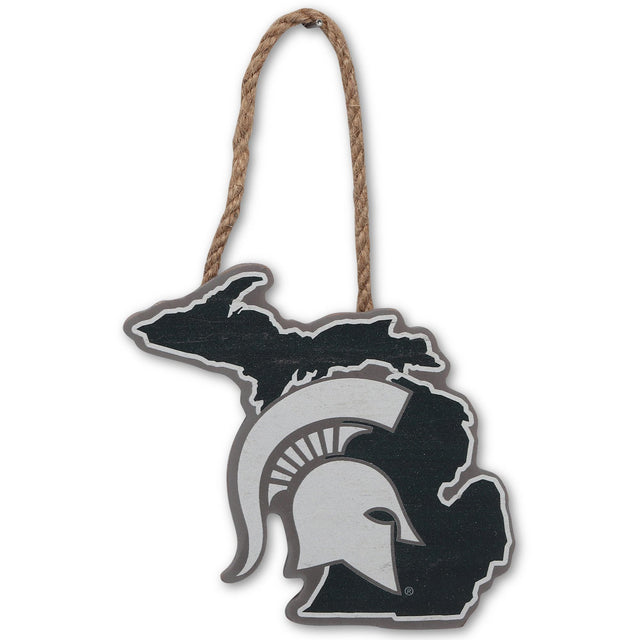 Michigan State University Logo Shaped Hanging Wood Wall Decor