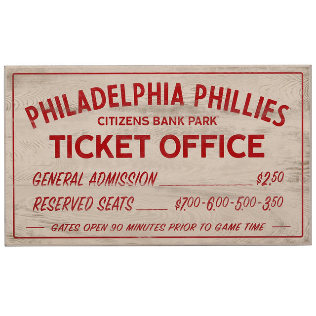 Philadelphia Phillies Vintage Ticket Office Wood Wall Decor