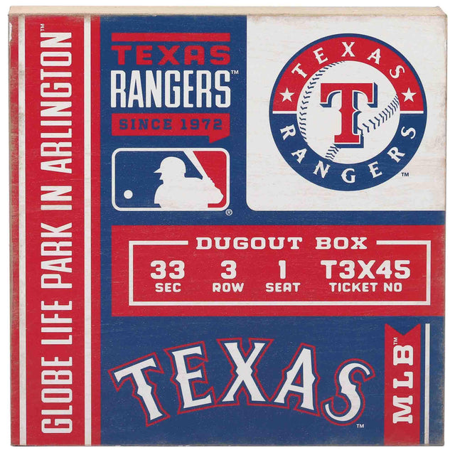 Decoración de pared de madera con boleto de campo de los Texas Rangers Globe Life