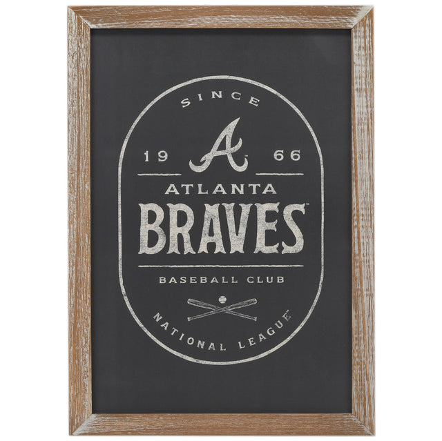 Decoración de pared enmarcada de madera del club de béisbol Atlanta Braves