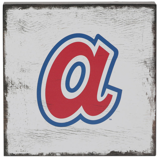 Atlanta Braves Logo On Wood Block Wall Decor