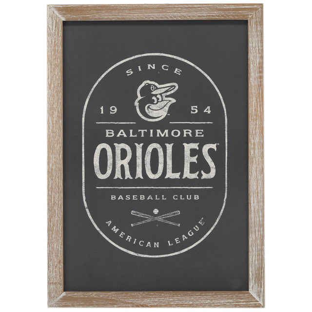 Decoración de pared en blanco y negro con marco de los Baltimore Orioles