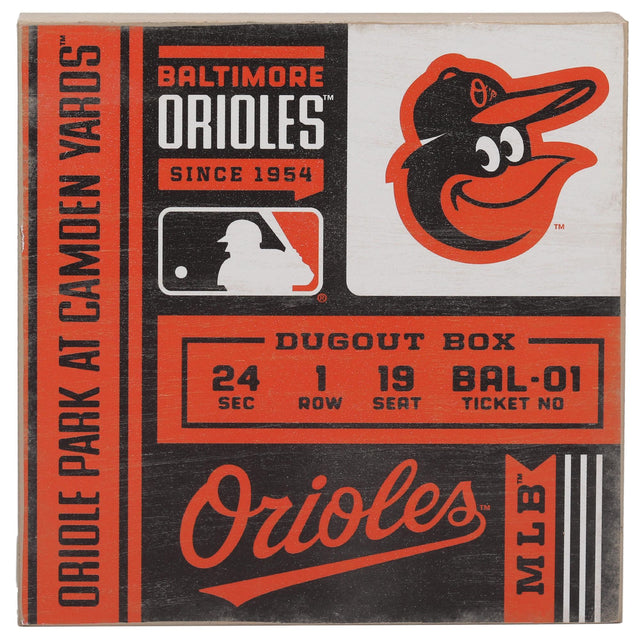 Baltimore Orioles Oriole Park At Camden Yards Ticket Wood Wall Decor