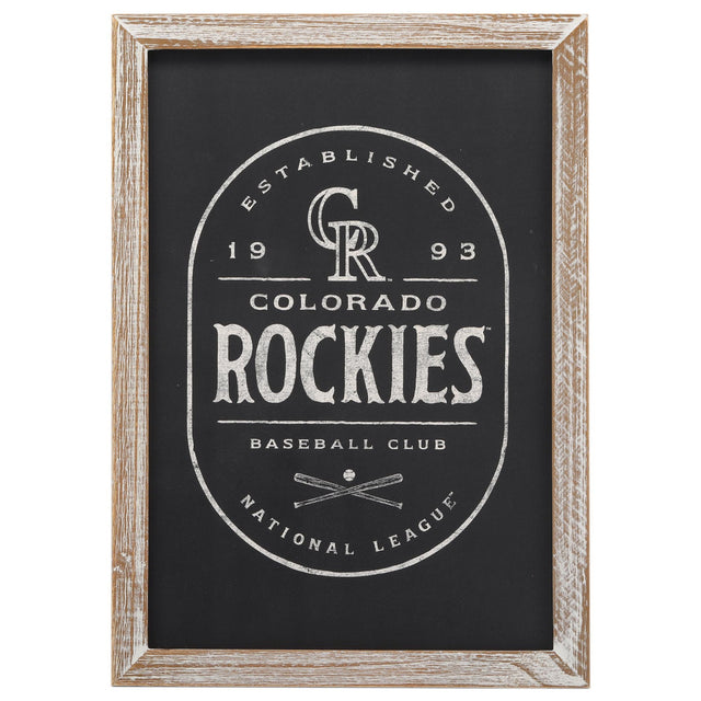 Decoración de pared enmarcada de madera del club de béisbol Colorado Rockies