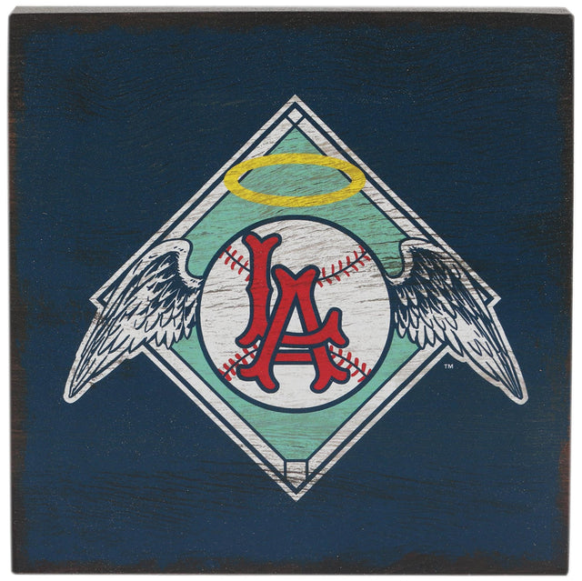 Los Angeles Angels Logo On Wood Block Wall Decor