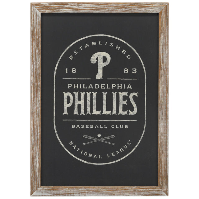 Decoración de pared en blanco y negro con marco de los Philadelphia Phillies