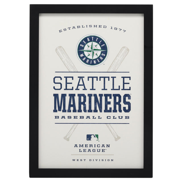 Decoración de pared enmarcada de madera del club de béisbol Seattle Mariners