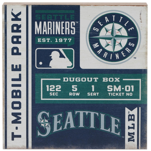 Decoración de pared con bloques de entradas de los Seattle Mariners