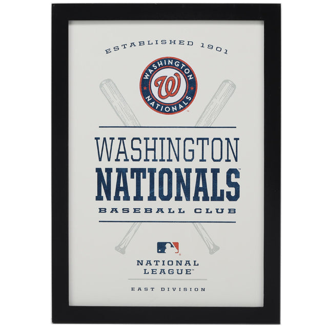 Decoración de pared con el logotipo del equipo enmarcado de Washington Nationals