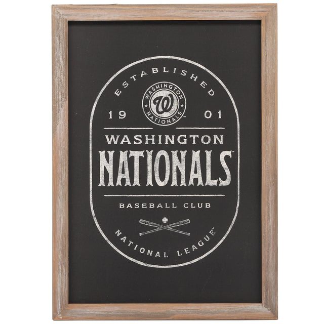 Decoración de pared enmarcada de madera del club de béisbol Washington Nationals