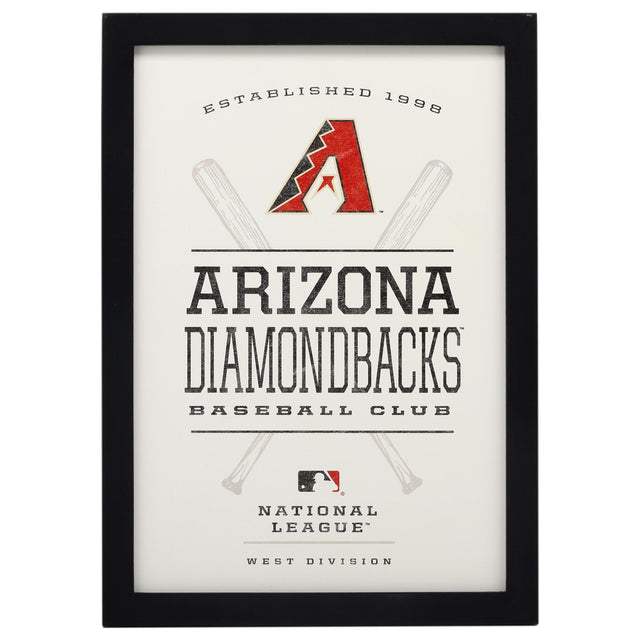 Decoración de pared enmarcada de madera con el equipo de béisbol de los Diamondbacks de Arizona