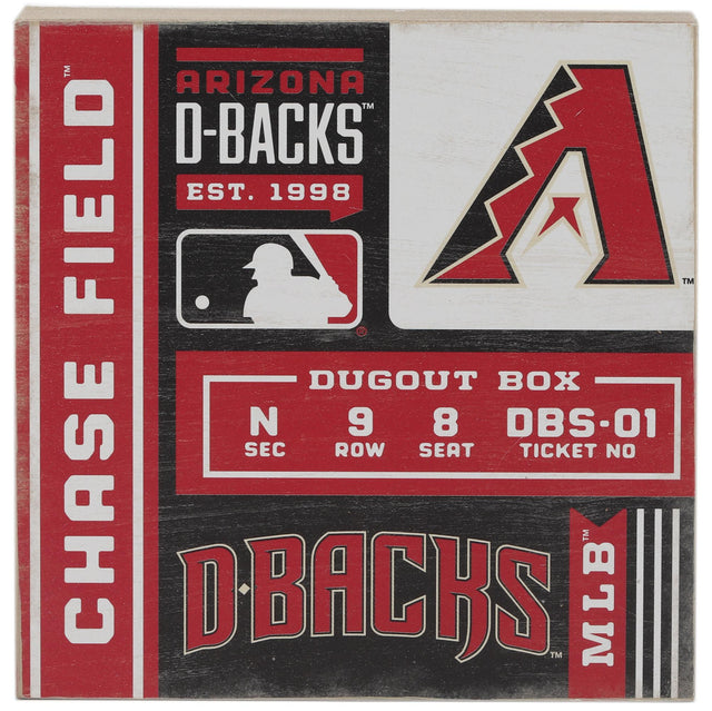 Decoración de pared con bloques de boletos de persecución de los Arizona Diamondbacks