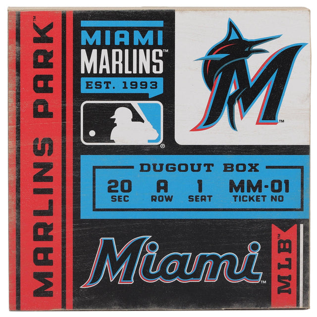 Decoración de pared con bloques de entradas de los Miami Marlins