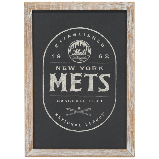 Decoración de pared en blanco y negro con marco de los Mets de Nueva York