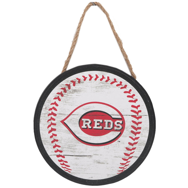 Decoración de pared de madera para colgar con el béisbol de los Cincinnati Reds