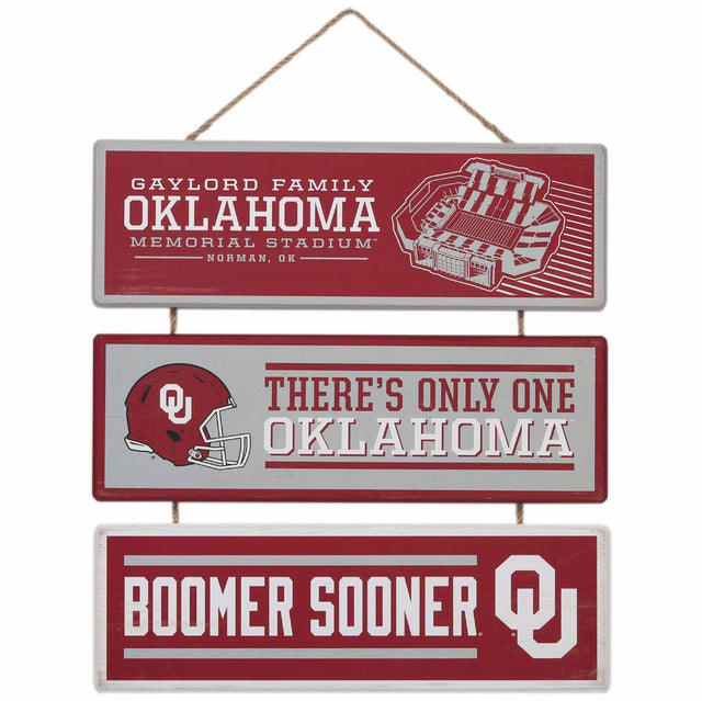 Decoración de pared de madera con enlaces del estadio de fútbol de la Universidad de Oklahoma