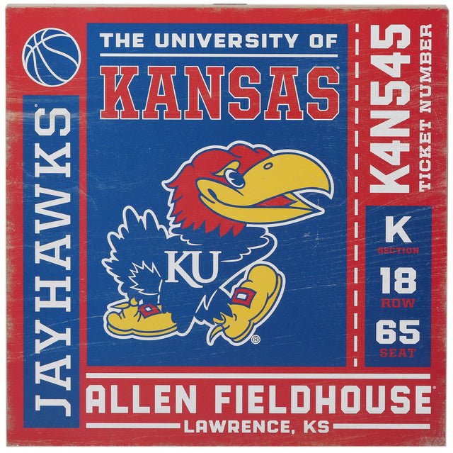 University of Kansas Ticket Wood Wall Decor