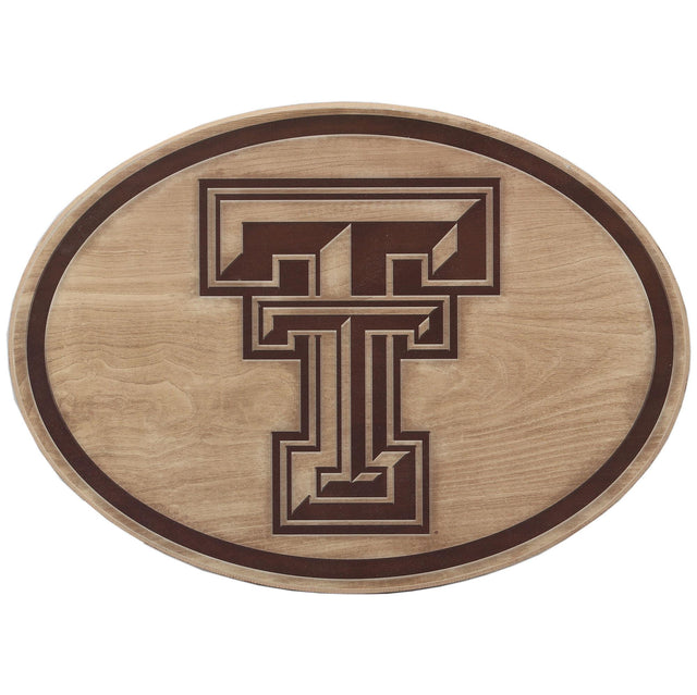 Decoración de pared de madera con el logotipo de la Universidad Tecnológica de Texas