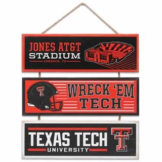 Decoración de pared de madera con enlaces de los Red Raiders de la Universidad Tecnológica de Texas