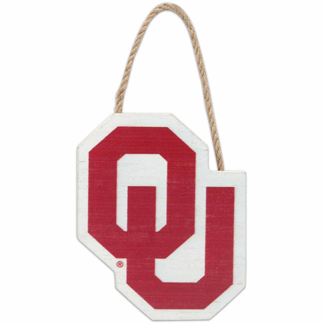 Mini icono del logotipo de la Universidad de Oklahoma para colgar en la pared, de madera