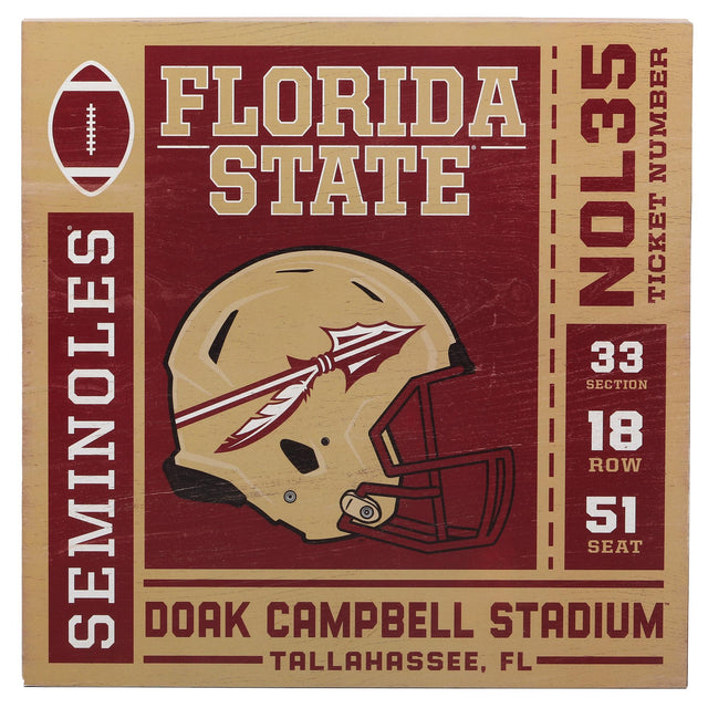 Florida State University Ticket Wood Wall Decor