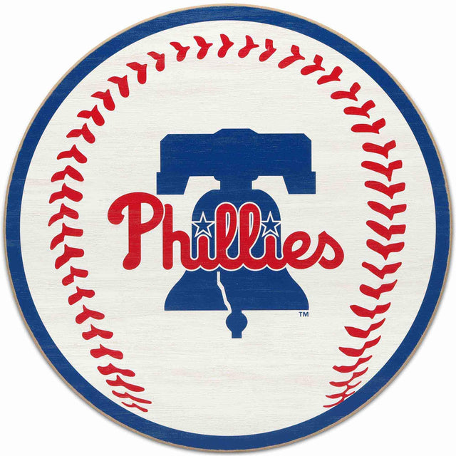 Philadelphia Phillies Logo Baseball Round Wood Wall Decor