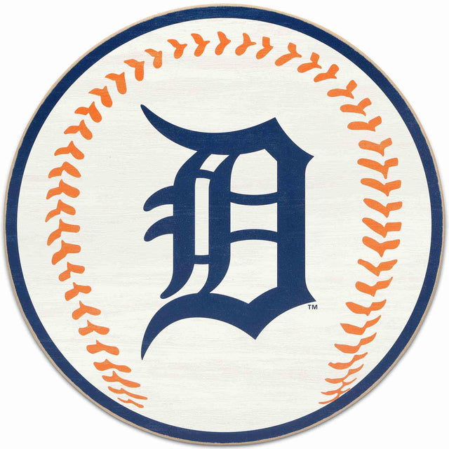 Detroit Tigers Logo Baseball Round Wood Wall Decor