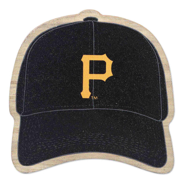 Imán de madera con forma de gorra de béisbol de los Piratas de Pittsburgh