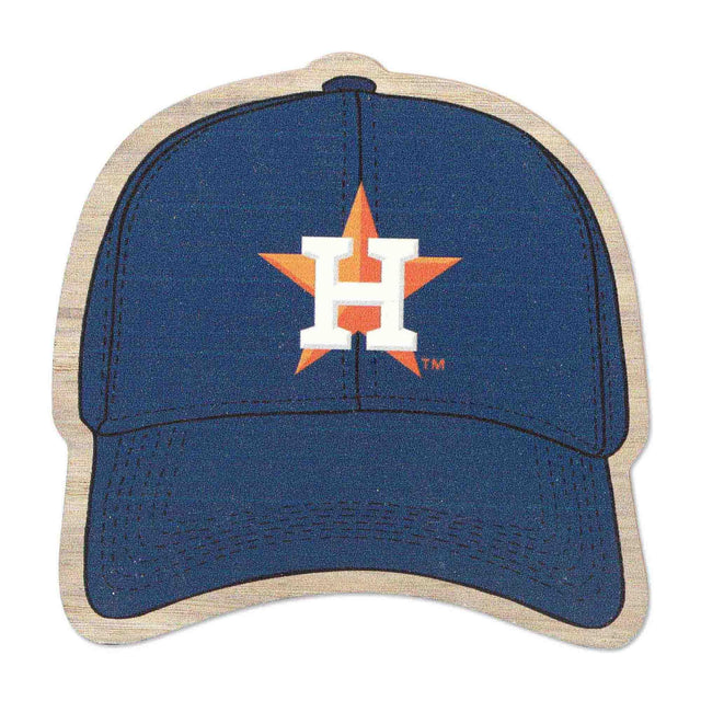 Imán de madera con forma de gorra de béisbol de los Houston Astros