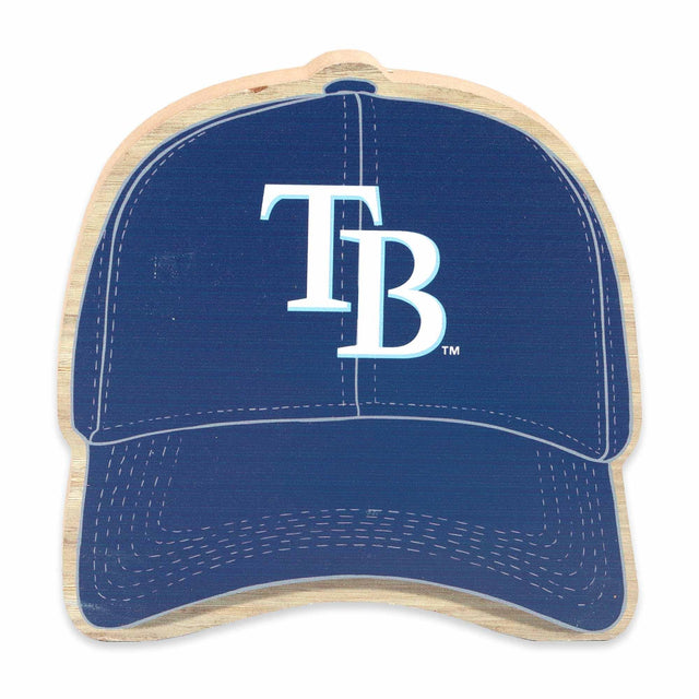 Decoración de mesa de madera con gorra de béisbol de los Tampa Bay Rays de la MLB