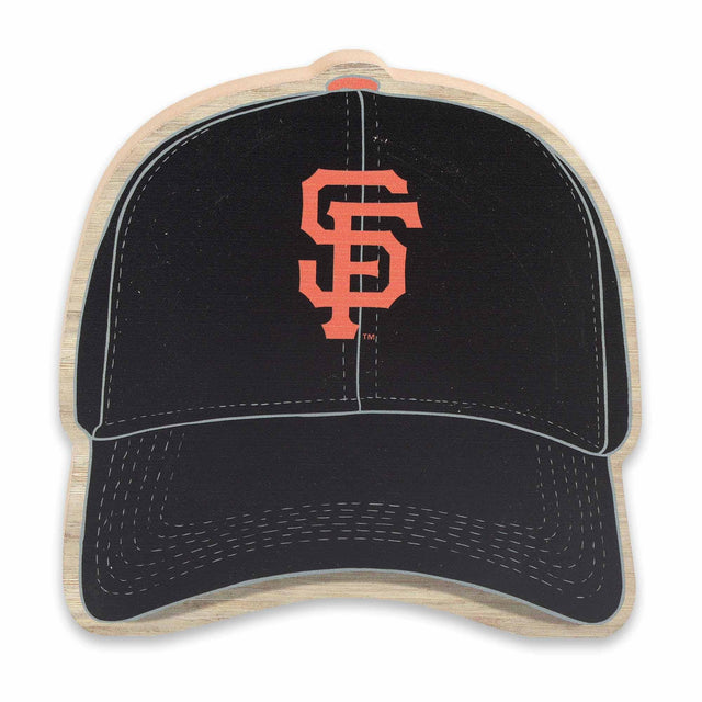 Decoración de mesa de madera con gorra de béisbol de los Gigantes de San Francisco de la MLB