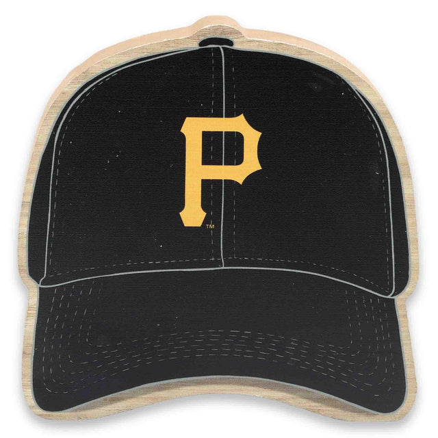 Decoración de mesa de madera con gorra de béisbol de los Piratas de Pittsburgh de la MLB