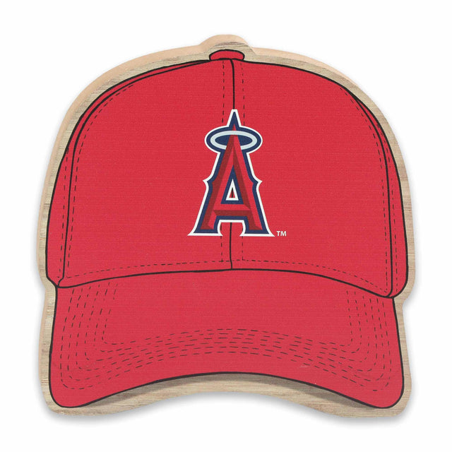 Decoración de mesa de madera con gorra de béisbol de los Angelinos de Anaheim de la MLB