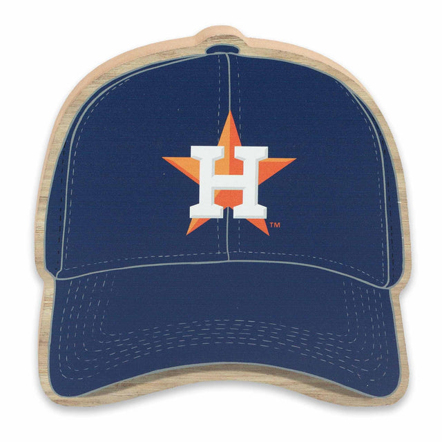 Decoración de mesa de madera con gorra de béisbol de los Houston Astros de la MLB