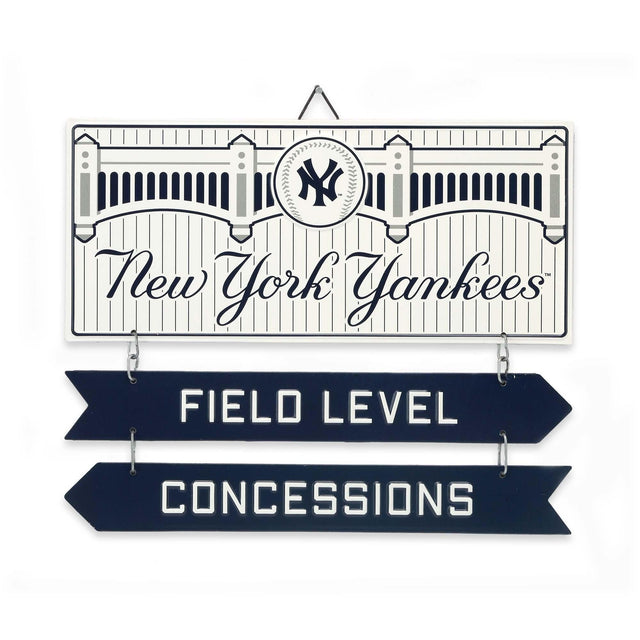 Letrero de metal de concesiones a nivel del campo de los Yankees de Nueva York