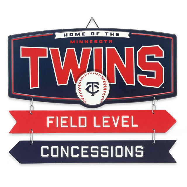 Letrero de metal con concesiones a nivel del campo de los Minnesota Twins