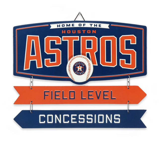 Letrero de metal de concesiones a nivel del campo de los Houston Astros