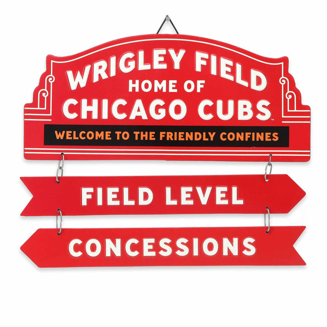 Letrero de metal para concesiones en el nivel del Wrigley Field de los Chicago Cubs