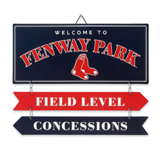 Letrero de metal para concesiones en el nivel del campo de Fenway Park de los Boston Red Sox