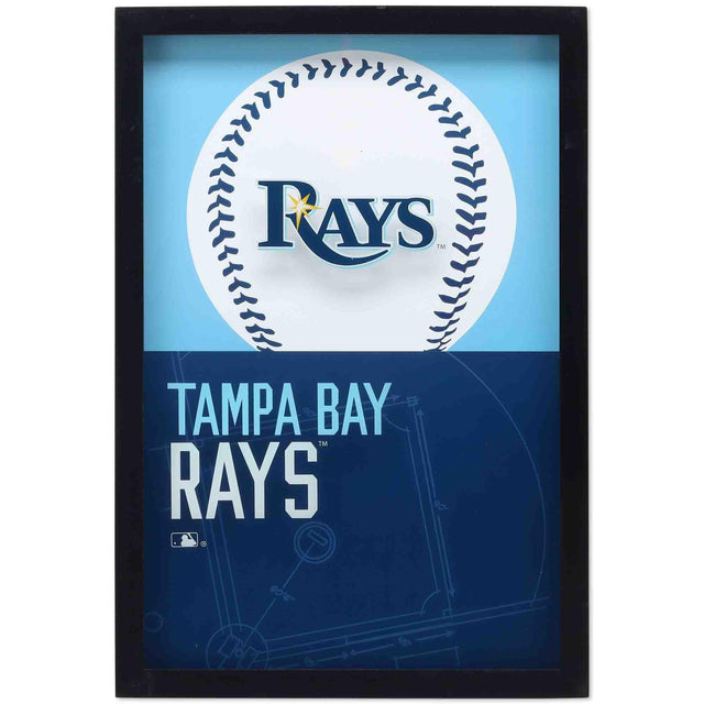 Tampa Bay Rays Logo Baseball & Diamond Framed Glass Wall Decor