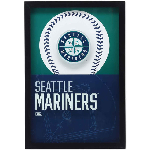 Seattle Mariners Logo Baseball & Diamond Framed Glass Wall Decor